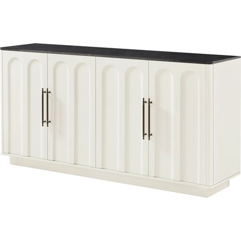 Aparador con 4 puertas 160x40x80 cm blanco y negro de MDF con cierre suave MODENUIT (1/5)