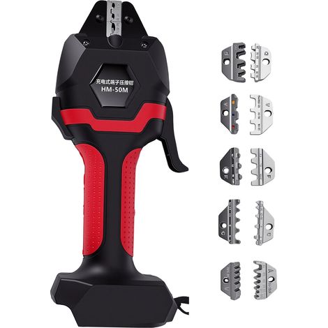 Kit d'outils de sertissage électrique, pince à sertir alimentée par batterie de 0,5 à 50 mm² pour bornes non filaires isolées par virole (1/5)