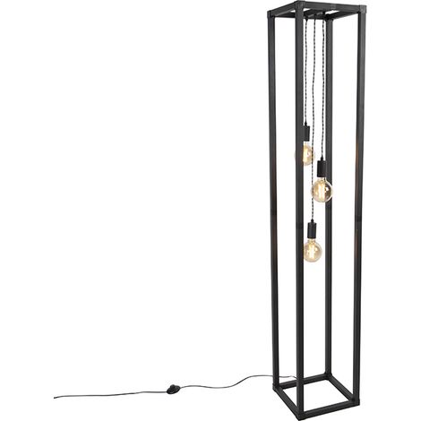 Industrial Floor Lamp Black 3-Light - Big Cage