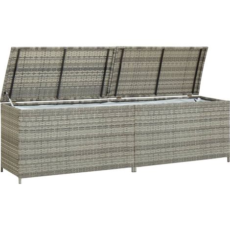 GRAND Coffre de jardin Gris Polyrotin 200 X 50 X 60 cm. Rangement facile et discret (1/5)