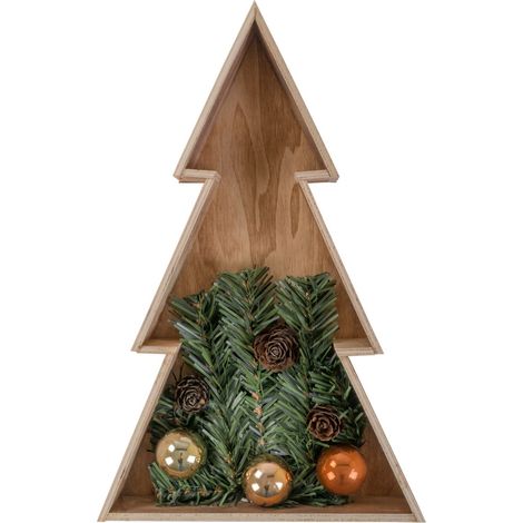 3D LED Holz-Weihnachtsbaum 28 cm Holztanne Weihnachten Leuchtbaum Tischdeko Echtholz - natur (1/2)