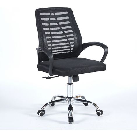 Silla de oficina negra con base cromada - NewBisk (1/3)