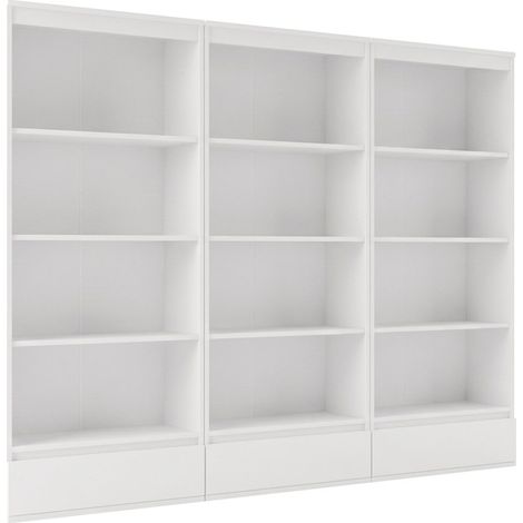 PALERMO x3 - Librería - 3 cajón, 12 estantes - para escritorio - 195x37x183 cm - blanco (1/5)