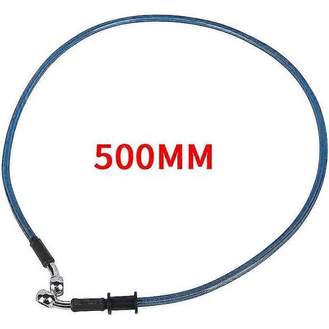 Durite de frein/embrayage/huile hydraulique renforcée en acier tressé, 500-900 mm, pour moto de course/motocross - bleue, 500 mm (1/5)