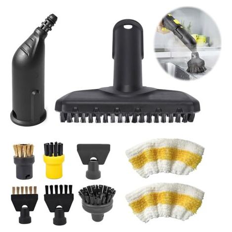 Ensemble D'Accessoires 10 Pièces pour Nettoyeurs Vapeur SC1, SC2, SC3, SC4, SC5 - Comprend des Buses, Brosses et Chiffons (1/5)