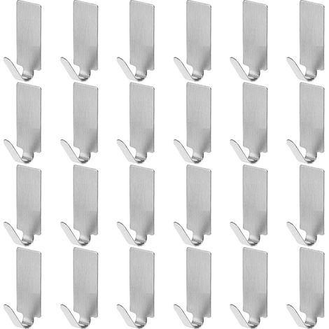 24pc Adhesive Hook Stainless Steel Hook (1/4)