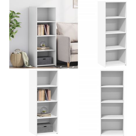 Buffet haut blanc 45x41x124 cm bois d'ingénierie - Buffet Design Intemporel - Meuble Rangement Blanc - Commode Bois D'ingénierie - Buffet Cuisine - Buffet Salon - Home & Living (1/5)