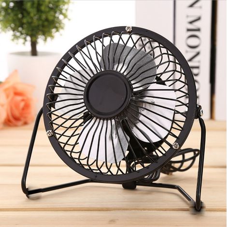 Mini ventilateur électrique portable USB pour bureau – Pied réglable et pales en métal – Idéal pour la maison et les voyages (Noir) (1/5)