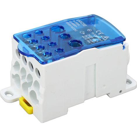 Anschlusskasten mit Klemmenleiste, DIN-Schiene, einpolig, 690 V, 250 A Stromverteilung, blau (1/5)