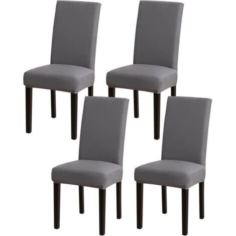 BUNTHAUS Lot de 4 housses de chaise extensibles – Gris – Amovibles et lavables (1/5)