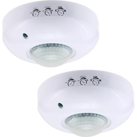 Détecteur De Mouvement PIR - Capteur De Présence Plafond 360° - 6 M - 220-240 V - Réglable Lux Et Délai - Pour Intérieur Balcon Salle De Bain - 2 Pièces