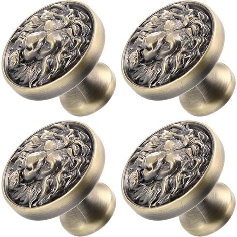 Lot de 4 boutons porte ronds en alliage zinc doré, style vintage (1/5)