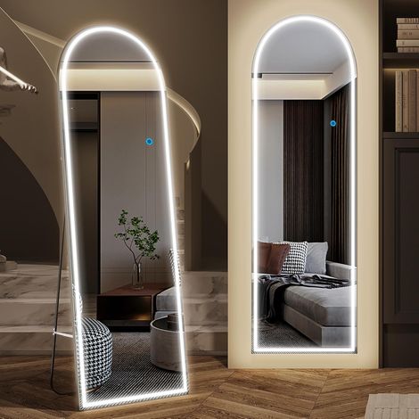 Miroir Pleine Longueur avec éclairage RGB LED, Blanc (1/5)