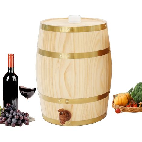 Fût à vin, capacité de 2,6 gallons, hauteur de 23 pouces, diamètre de 15 pouces, cercles en métal, design de ventilation (1/5)
