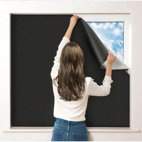 Rideaux occultants autocollants, film occultant portable pour chambre à coucher, peut être coupé à n'importe quelle taille, rideaux occultants temporaires pour chambre de bébé voyage 200 x 145 cm (1/5)