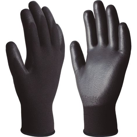Guantes de poliéster y palma de poliuretano (Talla 10) color negro (1/5)