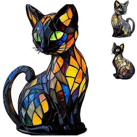 Lampe chat mosaïque, chat lumineux, lampe chat Tiffany, lampe chat vitrail, lampe chat, lampe chat Solymall (1/5)