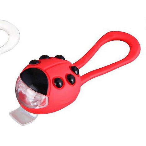 Phare avant LED pour vélo/trottinette enfant 2024, en forme de coccinelle, avec éclairage de guidon et fonction de signalisation pour une utilisation en extérieur dans l'obscurité (coque rouge, lumièr (1/2)