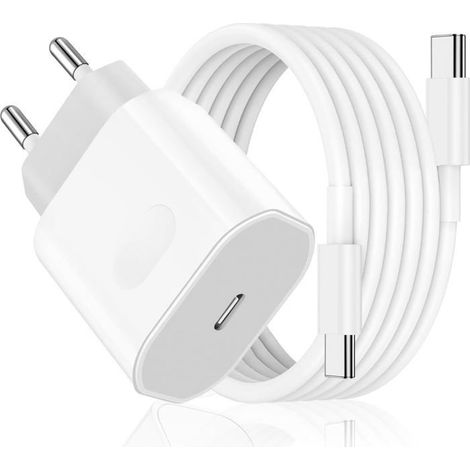 Chargeur USB C Rapide pour iPhone 17/17 Air/17 Pro/17 Pro Max, Prise Adaptateur Secteur Embout 27 W avec Câble USB-C 2M (1/5)
