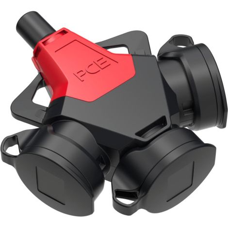 PCE 253711-SR5 - TAURUS2 - RACCORD 3 VOIES EN CAOUTCHOUC IP54 - 16 A 250 V - AVEC BANDE DE COUVERCLE, DÉCHARGE DE TRACTION ET DO