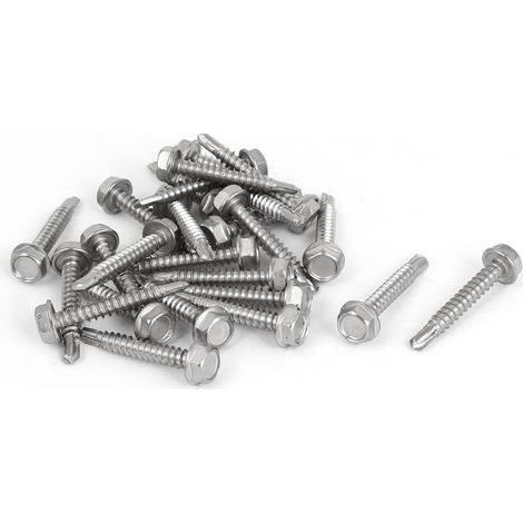 M4,8 x 32mm Gewinde Sechskantscheibenkopf Selbstbohrende Tek-Schrauben Schrauben 25 Stck (1/2)