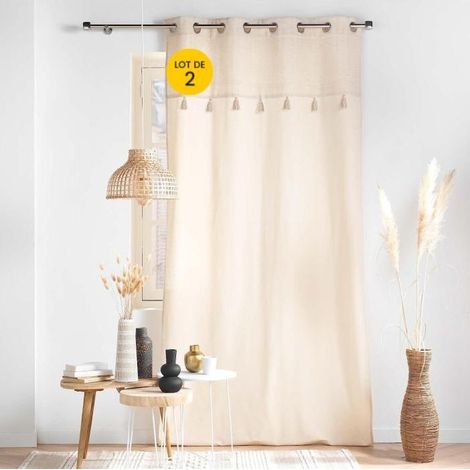 Lot de 2 Rideaux a oeillets 140 x 240 cm coton + haut métallisé Izigold (1/4)