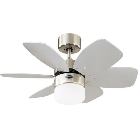 Westinghouse Lighting, 78788 Flora Royale One-Light 76 cm ventilatore a soffitto per interni a sei pale, finitura cromo satinato con vetro opalino effetto ghiaccio (1/4)