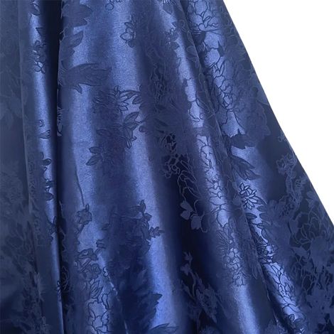 Tela de tapicería, brocado jacquard, suave y transpirable, azul marino, 100 cm x 150 cm. (1/2)