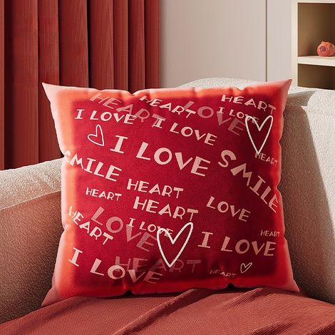 Housse De Coussin - Coeur - Velours Court - 45 x 45 cm - Décoration Intérieure Et Extérieure - Pour Canapé, Lit, Salon, Chambre - 1 Pièce (1/5)