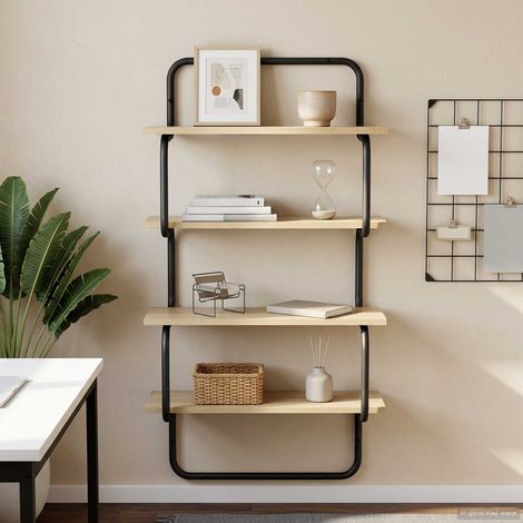 vidaXL Estante de pared de 4 niveles Roble Sonoma 80 x 24,5 x 104 cm (1/5)