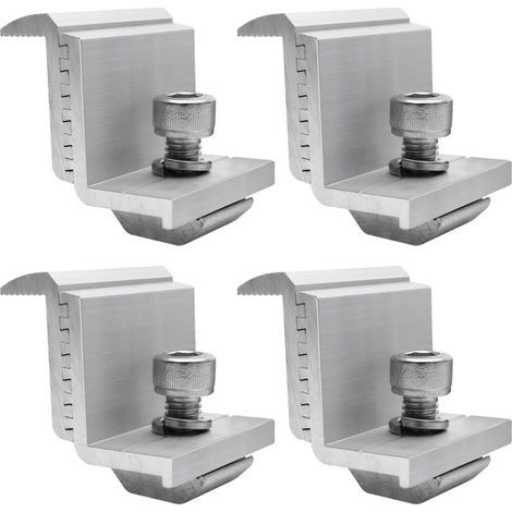 Supports de Panneau Solaire Lot de 4, Panneau Z, Fixation Panneau Solaire pour Panneau Solaire, Support de Panneau Solaire Hauteur du Module 30–50 mm (Borne d'extrémité) (1/5)