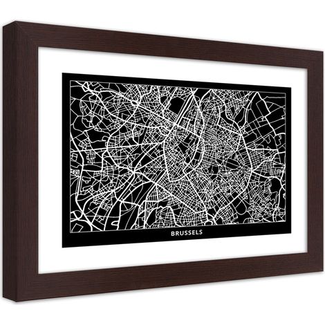 Quadro con cornice, Carta della città di Bruxelles - 30x20 (1/5)
