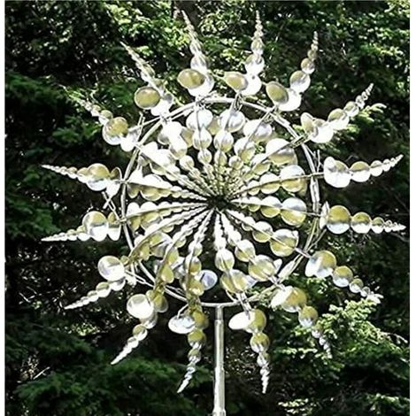 Sculpture Cinétique Éolienne À Vent en Métal Unique Magique Moulin À Vent avec Le Jardin avec Jardin en Acier Inoxydable en Plein Air Spinners pour Terrasse Décoration MOON (1/5)