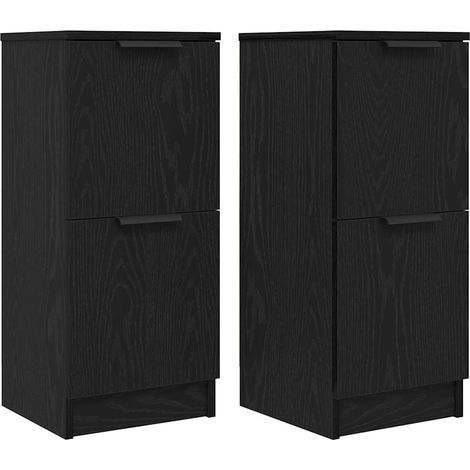 2 pcs Buffet,Bahut,Meuble de Rangement Chêne noir 30 x 30 x 70 cm Bois d'ingénierie CFW71692 (1/5)
