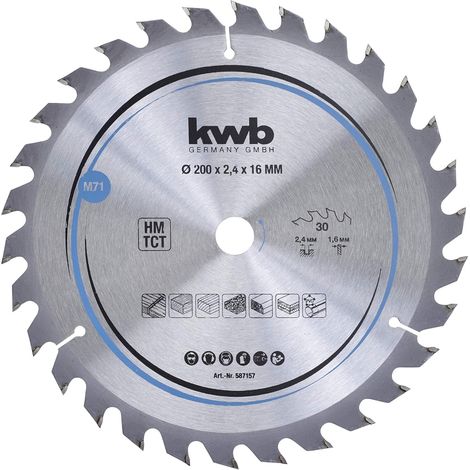 kwb Kreissägeblatt 200 x 16 mm - Schneller Schnitt, Hartmetall-Zähne, Geeignet für Weich- und Hartholz, Tischlerplatten und Spanplatten (1/5)