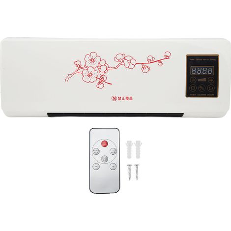 Radiateur électrique mural 2000W avec ventilateur, télécommande, écran tactile, minuterie, fonctionnement silencieux, prise UE 220V, chauffage soufflant pour pièce. (1/5)