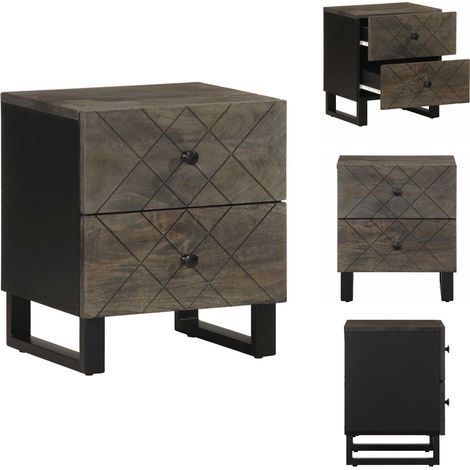 Table de chevet noir 40x33x46 cm bois de manguier solide - Table De Chevet - Tables De Chevet -table D'appoint - Table De Nuit (1/5)