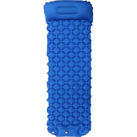 Matelas de camping gonflable ultraléger avec pompe à air intégrée, idéal pour le camping en randonnée et les voyages en plein air, bleu foncé. (1/5)