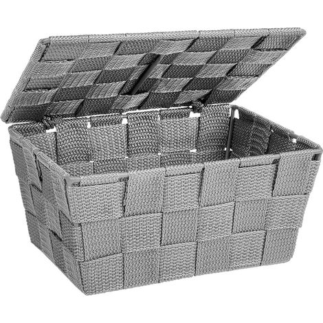 Wenko – Chariot de rangement avec couvercle rectangulaire en maille de polypropylène – Accès rapide au contenu – Pour accessoires salle de bain et cosmétiques (1/5)
