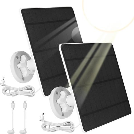 Panneau Solaire 5W Compatible Avec caméra Spotlight Cam Plus/Pro Stick Up Cam-Akku 5V Chargeur Solaire Adaptateur USB-C Câble 3m IP65 Étanche Support réglable à 360° (1/5)