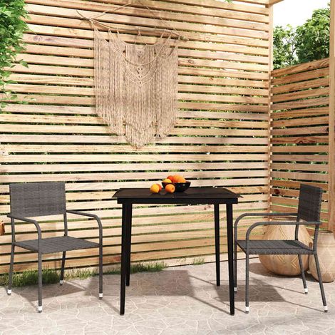 vidaXL 3 Piece Garden Dining Set Grey (1/5)