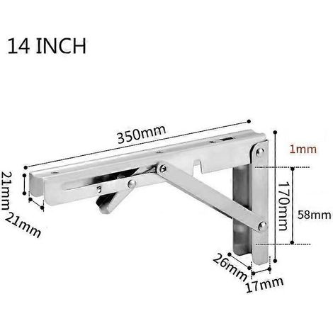 Support d'étagère pliable de 35,5 cm (14 pouces), lot de 2, en acier inoxydable robuste, pour bureau, idéal pour les projets de bricolage - e-AquaForge (1/5)