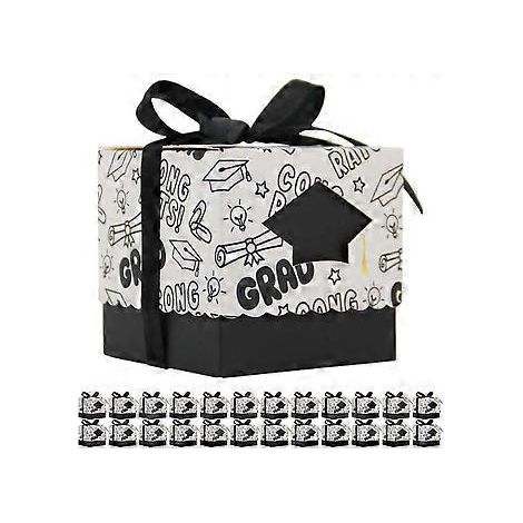 50 boîtes à bonbons pour remise de diplômes, boîtes à friandises, cadeaux de fête de remise de diplômes, décorations de remise de diplômes (noir) (1/2)