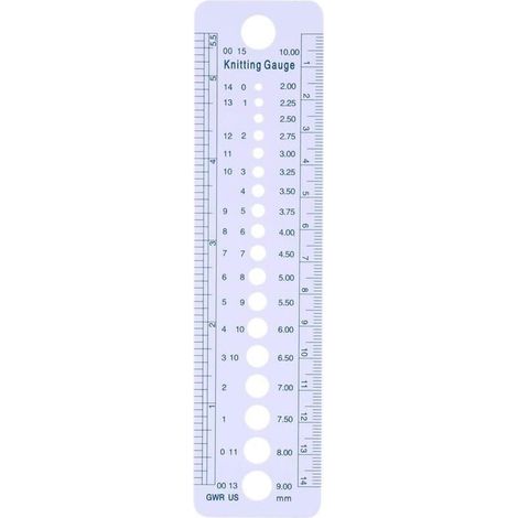 Righello per modelli geometrici, cerchio, misuratore per ferri da maglia, righello in plastica, da 2 a 10 mm, strumenti per cucito, misure USA, UK e Canada (1/4)