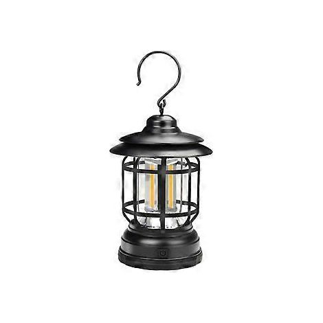 SZTXJ Tragbare Retro-Campinglampe mit Batteriebetrieb, inklusive Haken für Lagerfeuer, Wandern und Angeln, Schwarz