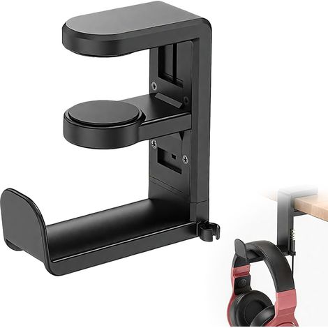 Support de casque avec crochet pivotant à 360°, support casque audio, support de casque de jeu sous le bureau, pas de poinçonnage (1/5)