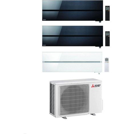 Mitsubishi Climatizzatore Trial Split Kirigamine MSZ-LN Bianco+Nero+Nero 9+9+12 con MXZ-3F54VF3 Inverter R-32 Wi-Fi Classe A+++