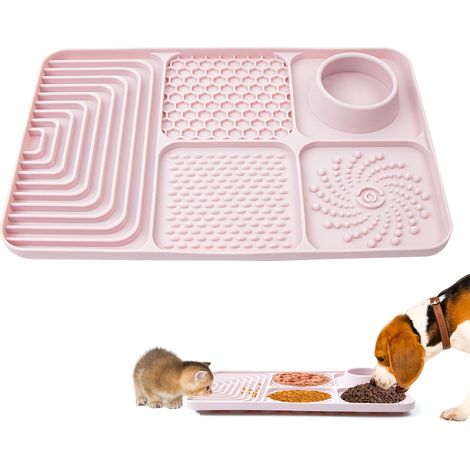 Tappetino da leccare per cani, tappetino da leccare per cani con ventosa, tappetino da leccare per gatti con zona per alimentazione lenta, tappetino per leccare e abbeverare, tappetino da leccare per  (1/4)