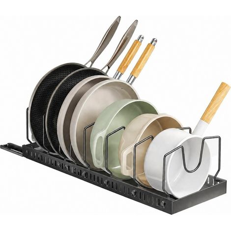Égouttoir à casseroles réglable, noir, organisateur coulissant pour placard, égouttoir à vaisselle de comptoir, rétractable verticalement, 10 lignes (1/5)
