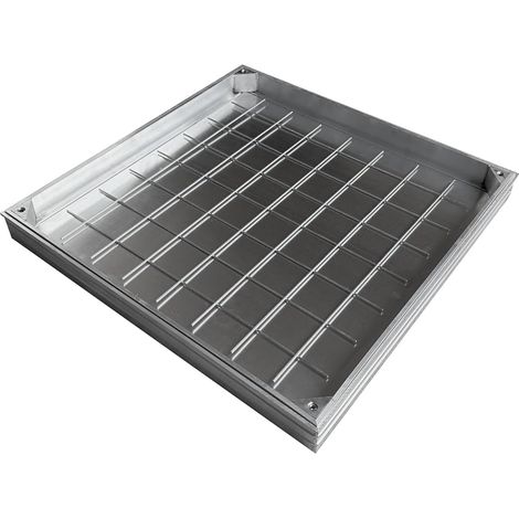 Couvercle de regard en alliage d'aluminium encastré-Passage 600 x 600 mm-A15 tampon de regard en aluminium invisible,Avec cadre,pour jardin,cour,autre espace intérieur et extérieur (1/5)